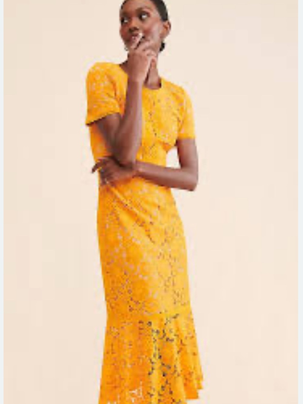 Anthropology Rachel Parcell Golden Yellow Lace Maxi Dress Size Medium